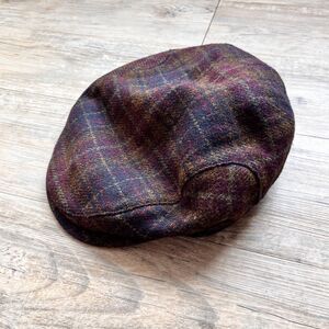 Wigens Wool Tweed Flat Cap Newsboy Hat Plaid Ivy Cap Size 7 5/8 Vintage Plaid